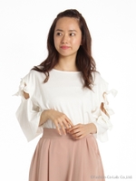 袖リボンプルオーバー/ブラック