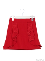 裏毛ラッフルスカート/レッド