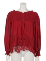 【Marie Hill】スキッパーレースブラウス/レッド