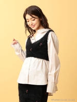 フェザーヤーンエンブロイダリービスチェ/ブラック