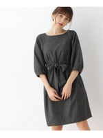 ふんわり袖ワンピース/ボルドー(064)