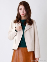 スエードボンディングライダースジャケット/キャメル