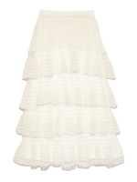 モヘア透かし柄ロングスカート/RED