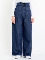 【WEB限定価格】ベルト付デニムワイドパンツ/ネイビー