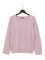袖ファーケーブル/ニット/ラベンダー/ピンク