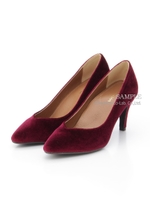 【wee willie】Vカットベロアヒールパンプス/ワイン