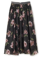 ミストフラワーシースルースカート/ブラック