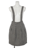 グレンチェックサスペンダー付きスカート/ホワイト