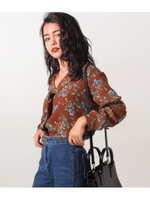 【chille anap】花柄スキッパートップス/BRN