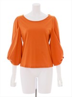 シルケット袖バルーントップス/ダークオレンジ