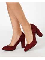 Thick heel Fスエードパンプス/D/RED