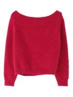 【ニット】アンゴラ混オフショルダーニット/ライトグレー