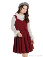 ハートサッシュ付ジャンパードレス/レッド