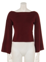 フレアスリーブボートニットTOPS/ワイン