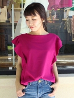 ラッフルスリーブカットソー/D/ピンク