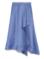 サテンアシメフレアースカート/BLU