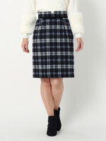 シャギーチェックタイトスカート/グレー