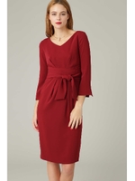 ダブルクロスリボンウエストワンピース/レッド(100)