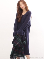 【WEB限定】袖レースフレアモヘヤニットワンピ/アイボリー