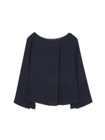 サテンタックブラウス/ネイビー(120)