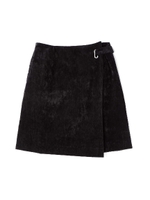 スウェードライク　ラップ風スカート/ブラック(010)