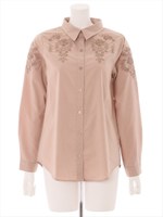 刺繍シャツブラウス/ネイビー