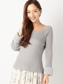 袖ファー付ニット/ライトグレー