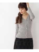 Vネックリブカーディガン/ダークブラウン(043)