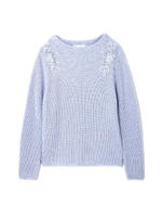 畦網み肩レースプルオーバー/ブルー(110)