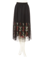 刺繍チュールスカート/レッド