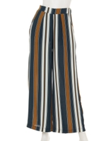 【CHILLE】マルチストライプワイドパンツ/カーキ(014)