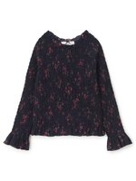 スプレーローズフラワーシャーリングトップス/ネイビー