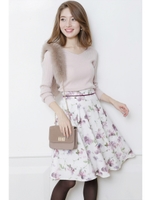 ブライトフラワーフレアスカート/ライトイエロー