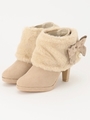 ラブリボンファーショートブーツ/キャメル