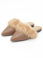 【CAMILLE BIS RANDA】ポインテッドトゥファースリッパ/GREGE