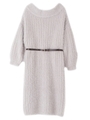 【ワンピース】フェザーモールベルトワンピース/ライトグレー