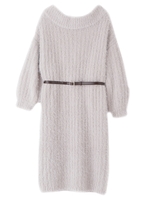 【ワンピース】フェザーモールベルトワンピース/ライトグレー
