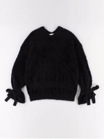 リボンスリーブミニフェザープルオーバー/ブラック