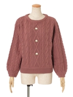 【F i.n.t】バラ刺繍ケーブルニットプルオーバー/PINK