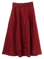 ・ベルト付きラップフレアースカート/ボルドー