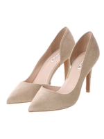 【Mathilda】サイドオープンポインテッドパンプス/ベージュスエード