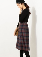 【WEB限定】◎JC ネイビーチェック 巻きプリーツスカート/NAVY