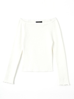 オフショルリブKnit TOP/T.GRY
