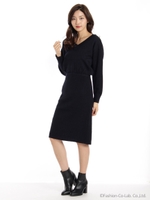 カシミヤタッチニットワンピ/ブラック