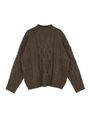 ハイネックケーブルボリュームニット/ブラウン