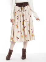 フラワースイーツミモレ丈スカート/キナリ