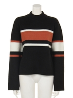 フロントボーダーニット/ブラック