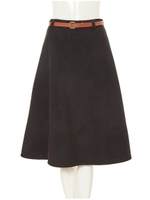 ベルト付フレアスカート/ブラック