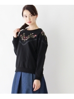 花刺繍プルオーバスウェット/グレー(412)