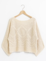 柄編みローゲージニットプルオーバー/アイボリー